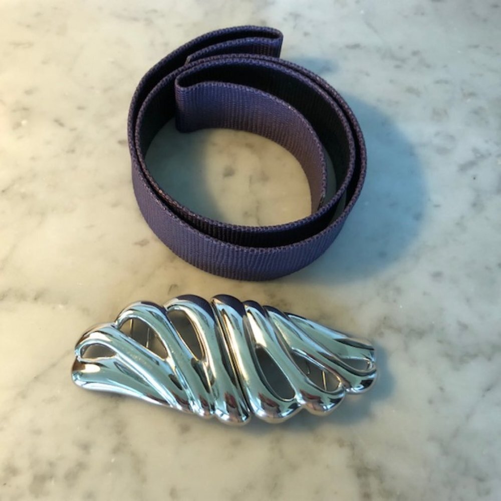 DOTTY SMITH Vintage Silver Belt Buckle & Interchangeable Purple Belt Strip